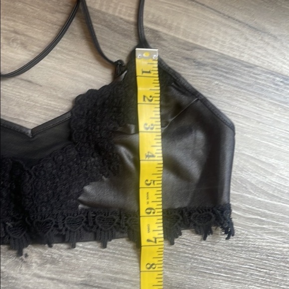 Signature 8, faux leather, lace black, bralette, Small - Picture 5 of 6
